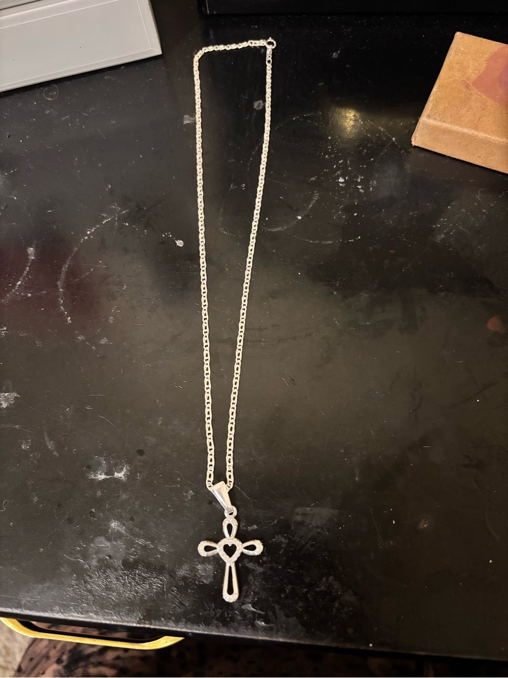 Silver Heart Cross Pendant Necklace - Women's Jewelry